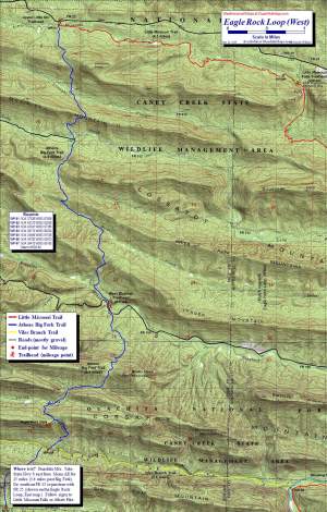 Eagle Rock Loop West topographic trail map at 1:24,000 scale.